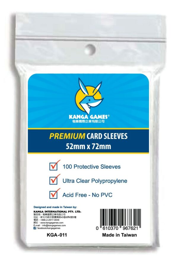 Premium Card Sleeves (52mm x 72mm) | Kanga board game
